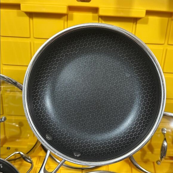 HEXCLAD 7 Piece Nonstick Stainless Steel Frying Pan Set 8 10 12" Lids Wok M $600 - Picture 9 of 10